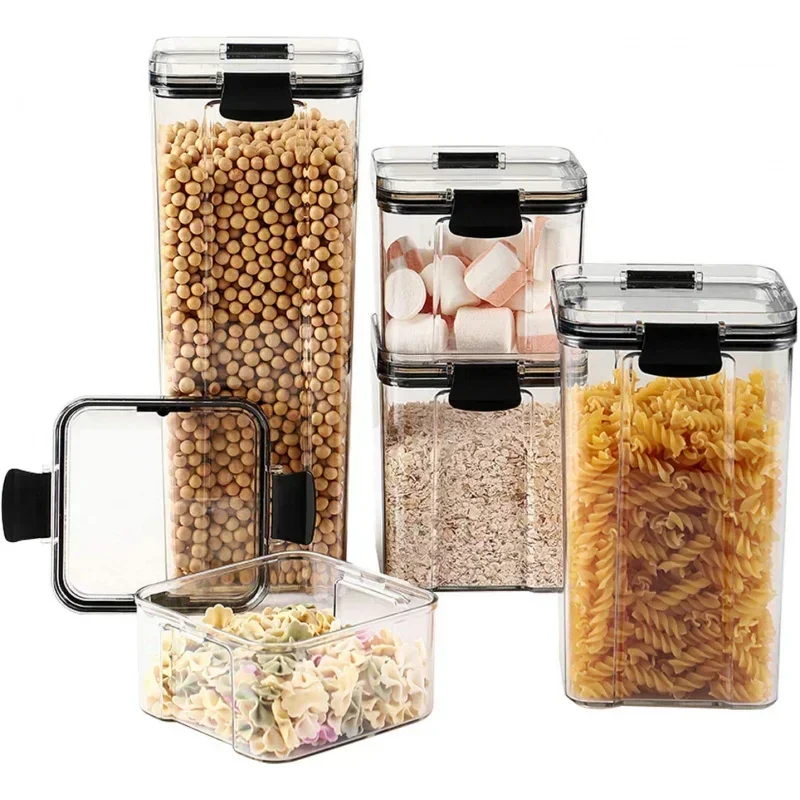 460-1800ml Custom Airtight Food Storage Containers Cereal Kitchen Canister Candy Cookie Rice Sugar Flour Pasta Nuts Sealed Jars