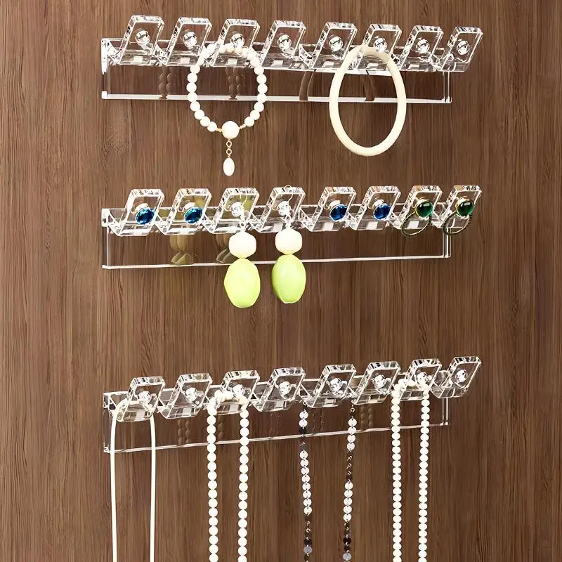 3Pcs Self-Adhesive Necklace Organizer, Space-Saving Multi-Functional Jewelry Organizer, Necklace Holder Wall Mounted