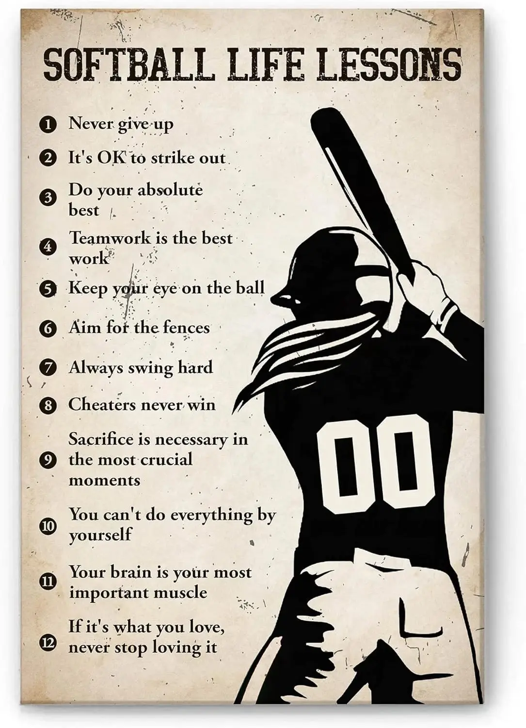 Vintage Softball Life Lessons Aluminium Metal Tin Sign  Home Poster Bar Pub Decor-aluminum