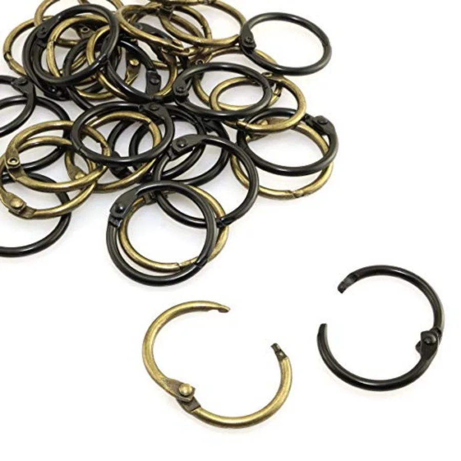 

40pcs 1" Book Ring Metal Loose Leaf Binder Hinged Buckle Binding Rings for Scrapbook Sketchbook DIY Craft Photo Album Bronze+Bl