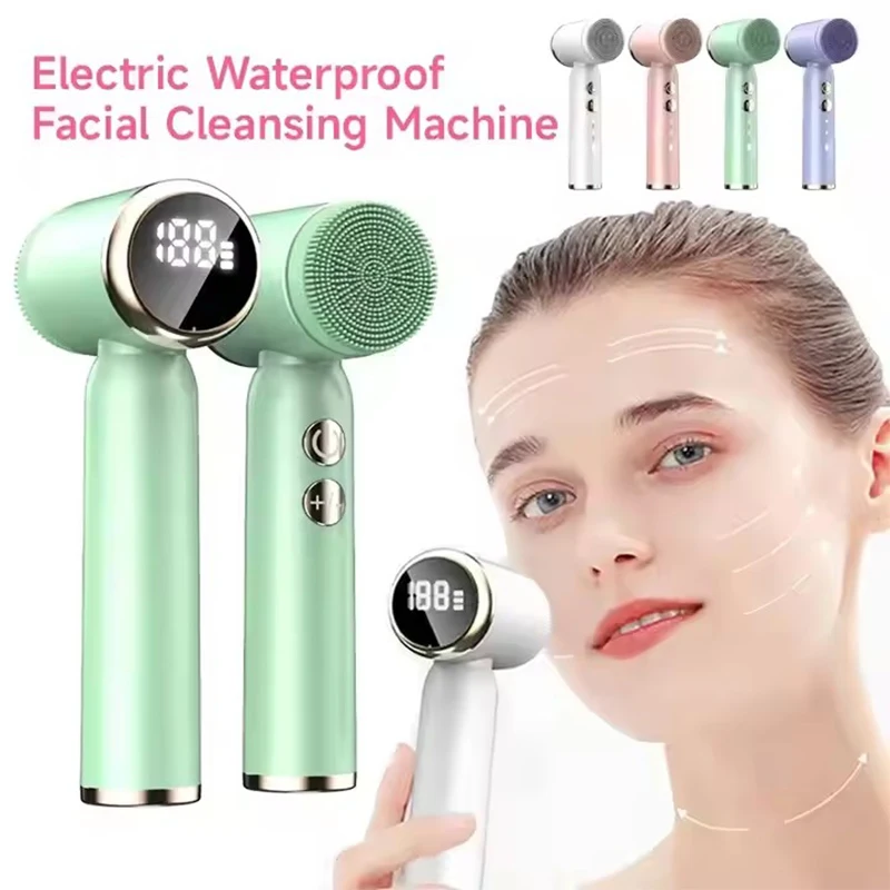 

Electric Facial Cleansing Brush Waterproof Face Brush Hot Cold Compress Waterproof Exfoliating Face Blackhead Removing Brush