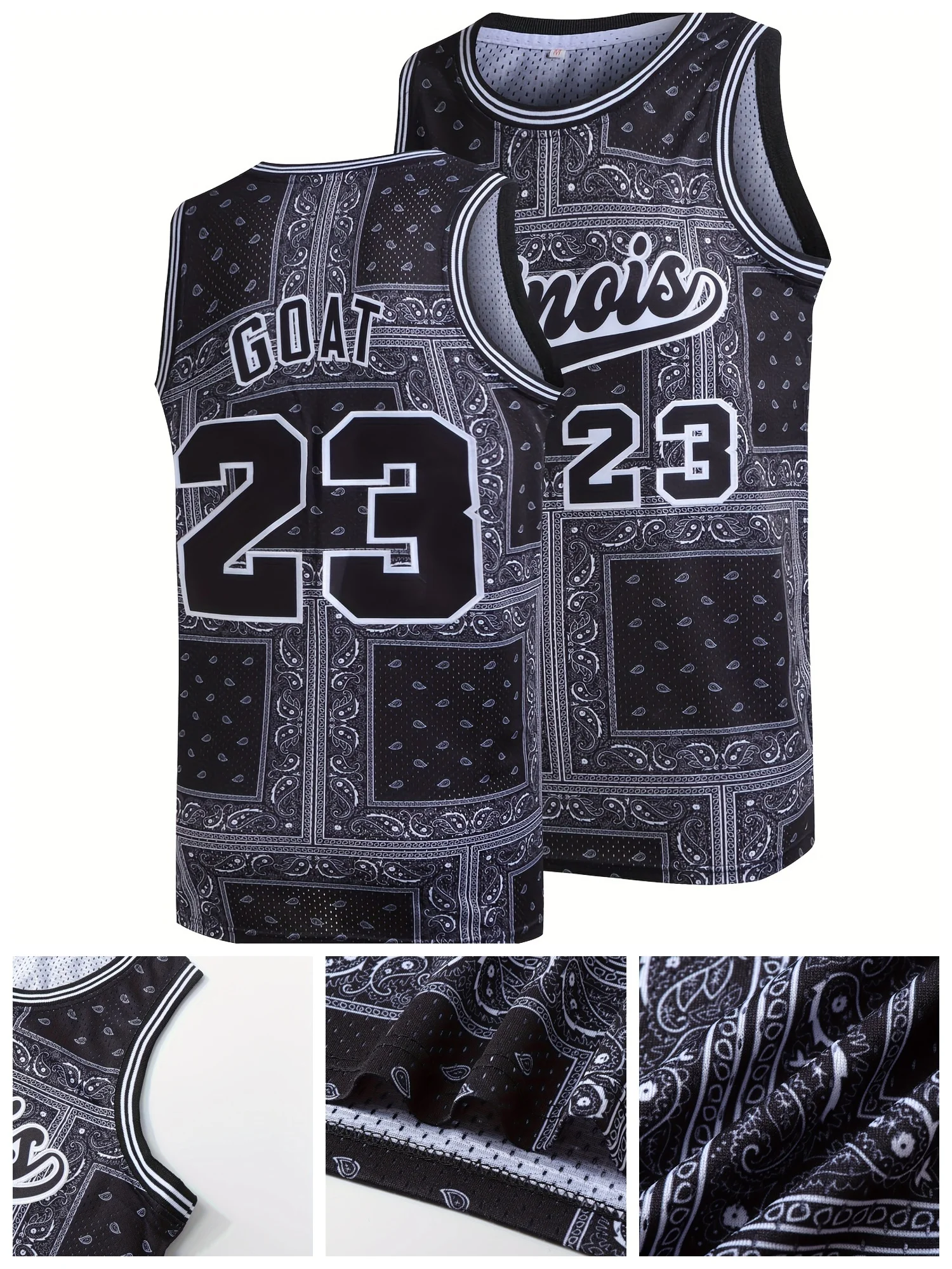 Men's Goat 23 Embroidery Basketball Shirt Sports Crew Neck Sleeveless Tracksuit For Training Match 3D Printing