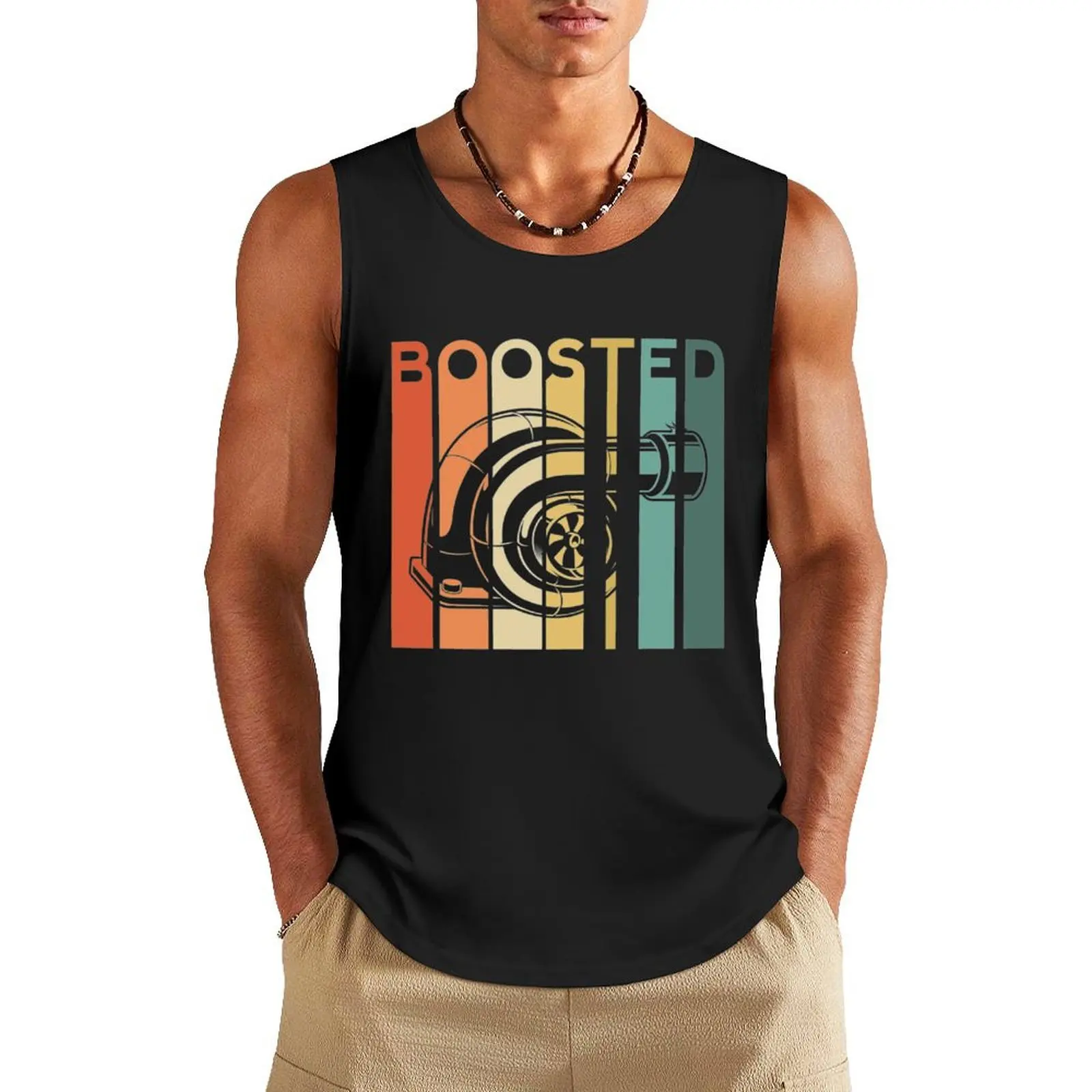 Retro Boost Turbo Car Boosted Turbocharger Auto X Retro Race Tuner Tank Top vests for men Men's singlets