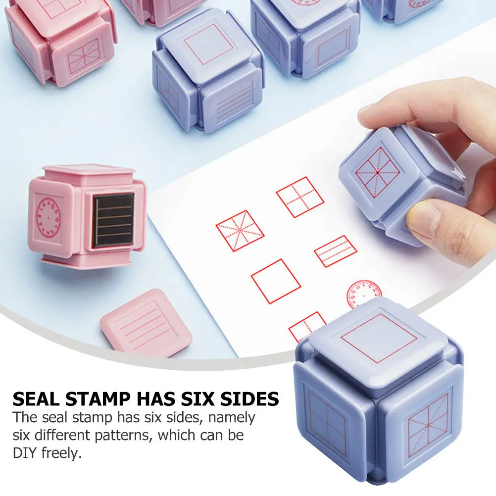 Educational Seal Stamp for Kids Six-Side Design Lightweight Easy-Carry Early Learning Tool with 6 Unique Patterns Educational