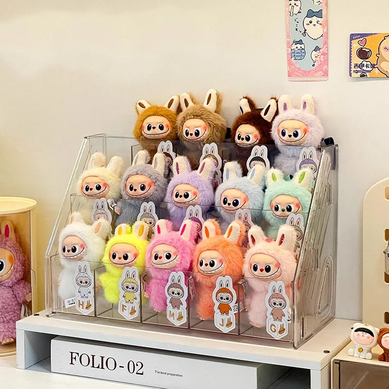 Labubu Display Rack Desktop Plush Toy Single Layer Staircase Storage Box, Pull String Blind Box Organizer
