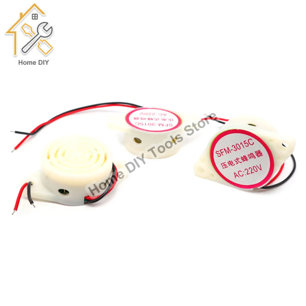 2PC/Lot SFM-27 AC220V Continuous Sound Buzzer High Decibel Alarm White Piezo Electronic Buzzer Alarm Beeper 3015C