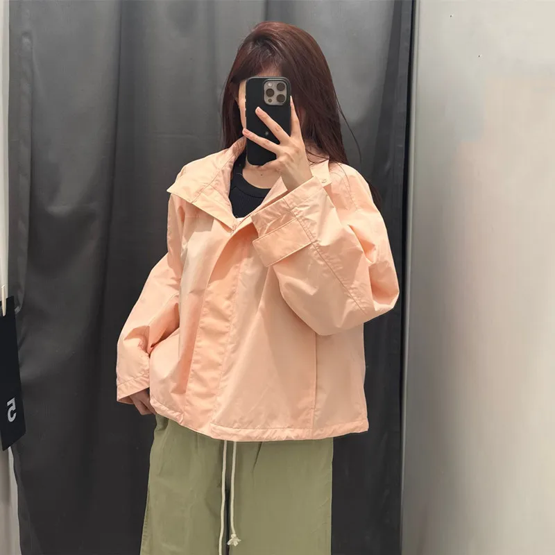 

Women's Windproof Stand Collar Jaet Outdoor Casual Hooded Thin Outerwear Durable Waterproof Loose Urhm Y474894
