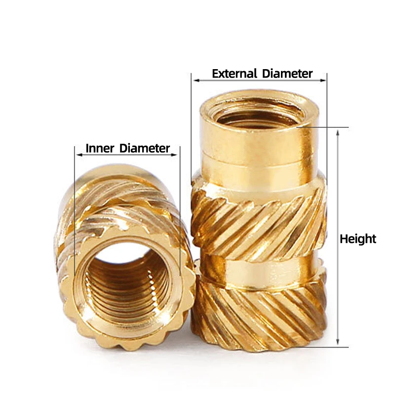 Messing Hot Melt Inset Muttern Heizung Form Kupfer Gewinde Einsätze Mutter SL-typ Doppel Twill Rändel Injektion Messing Mutter M2M3 100 Stücke