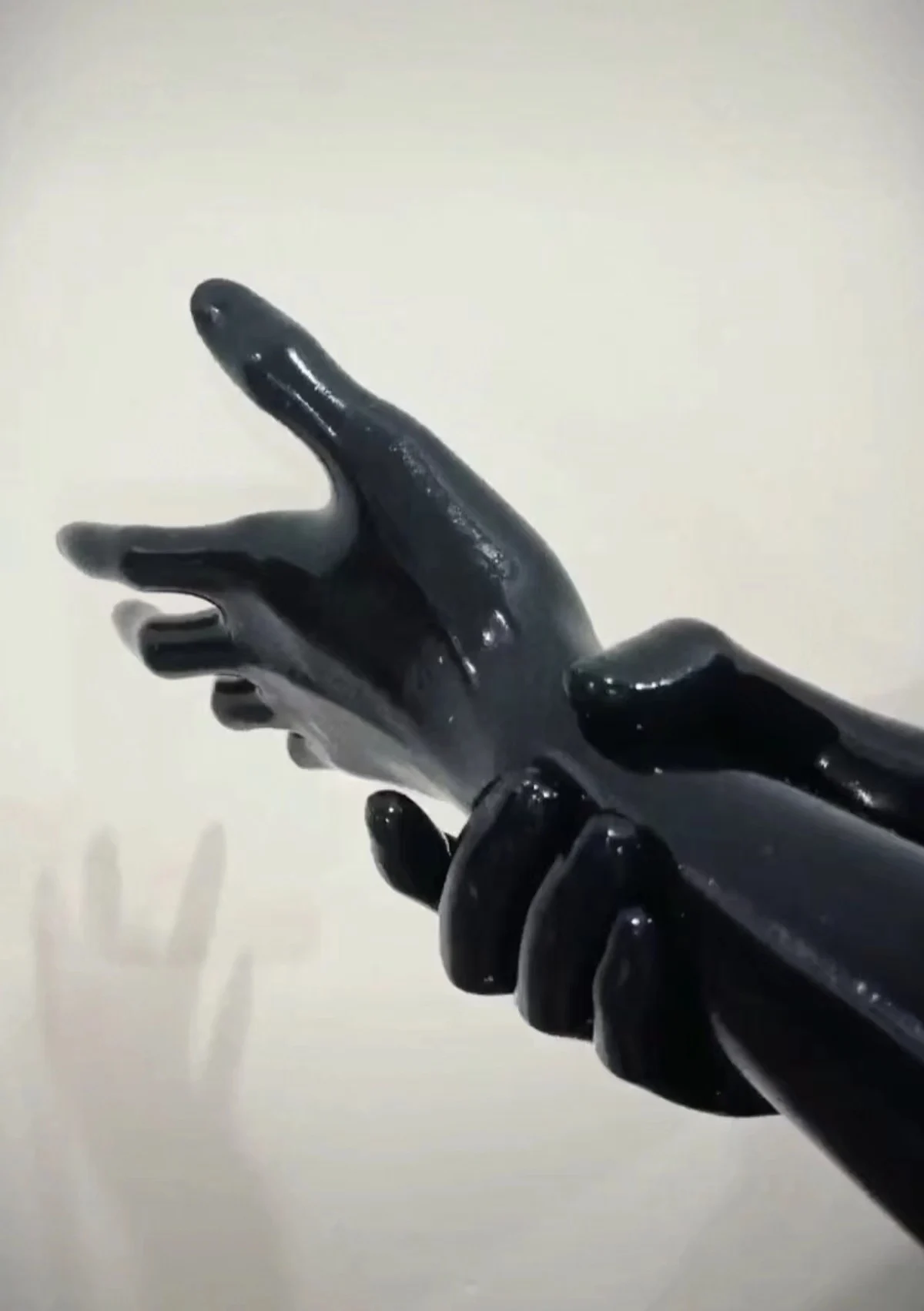 Crossdress Male To Female Oil Shiny black Super Thin Latex Zentai Long Red Flat Nails Fetish Sheer Cosplay Kigurumi Gloves