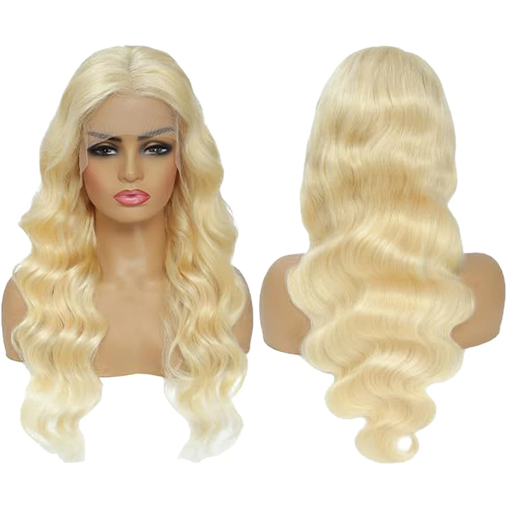 13×4 Lace Frontal Wig 613 Honey Blonde Body Wave Heat Resistant Synthetic Wig Natural Looking Glueless For Women Daily Wear