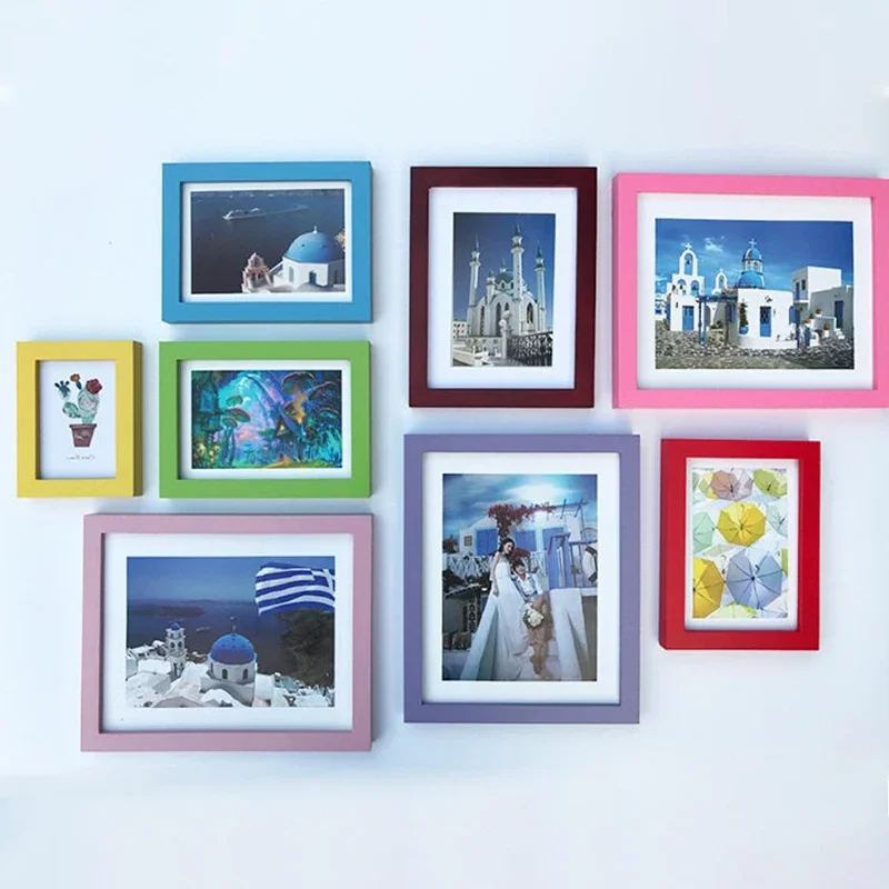 

Colorful Solid Wood Photo Frame Drawings Handcraft Picture Calligraphy Certificate Wall Hanging Frame DIY Display Home Decor