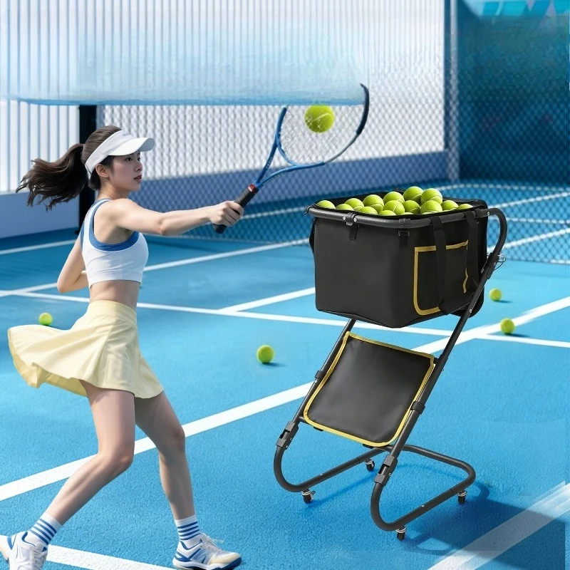 Large-capacity ball collection cart foldable with wheels, ball collection and storage cart, tennis cart, coach car, ball frame