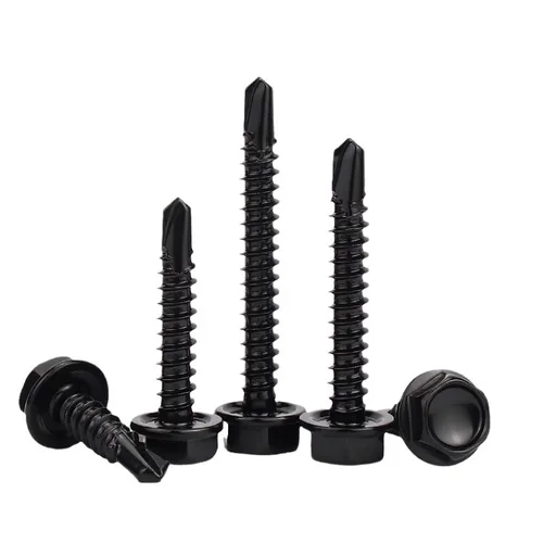 Imagen 2 del producto Negro 410 Acero inoxidable M4.2 M4.8 M5.5 M6.3 Tornillos autoperforantes hexagonales exteriores Tornillos de cola de taladro