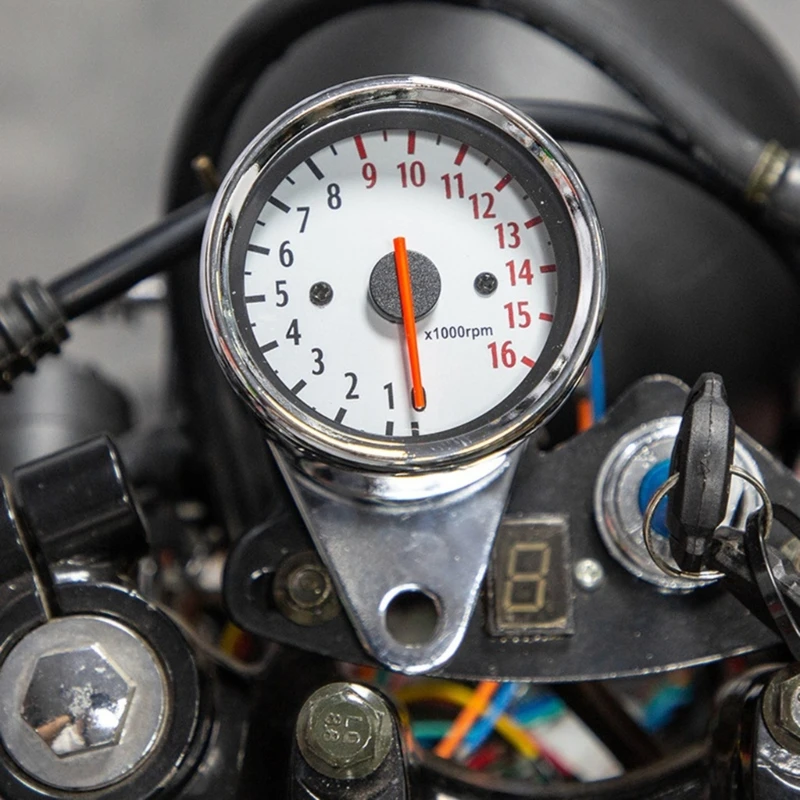 1.6W Motorbike Tachometer Counter Tach, Easy to Read Electronic Pointers Display