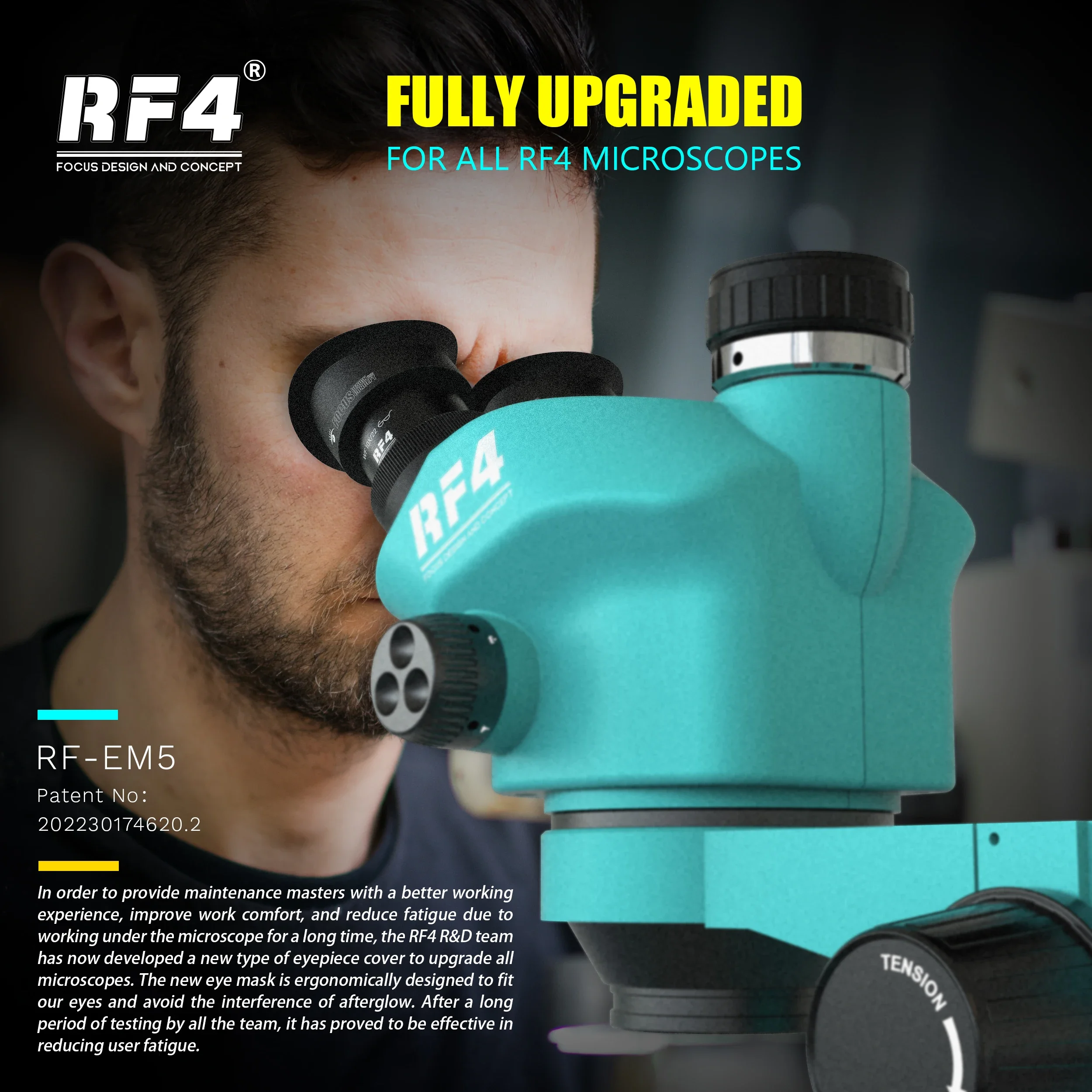 RF4 7-50X microscopio trinoculare testa Simul focale Zoom continuo microscopio Stereo WF10X/22mm oculare 144 lampada a LED 0.5X CTV Len