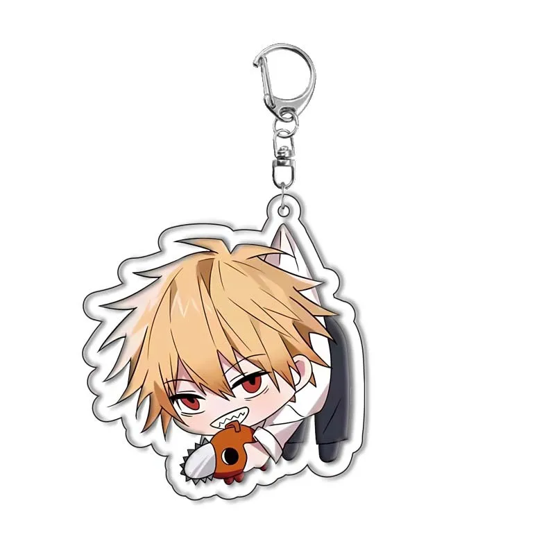 Anime Keychain Chainsaw Man Pochita Makima Cartoon Acrylic Bag Keyring Pendant Accessory