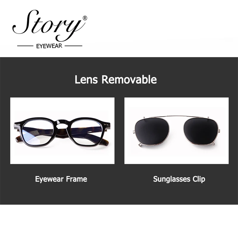 STORY Vintage Rivet Steampunk Clip on Sunglasses Women Men Classic Square Removable Flip Polarized Lens Sun Glasses Gafas De Sol
