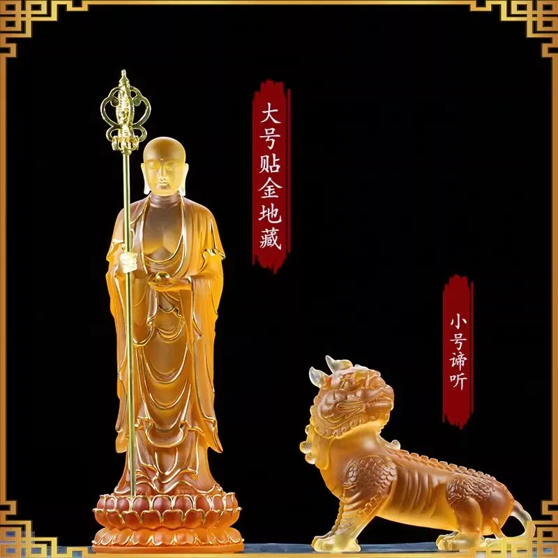 

Glazed Tibetan king Buddha statue home worship Buddhist temple ornaments living room home listen to Tibetan Buddha statue.