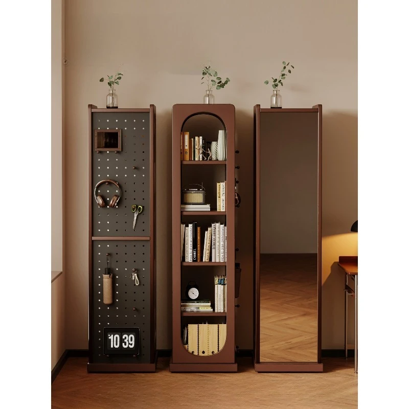 Household rotating bookshelf Floor shelf Multifunctional hole board bookcase