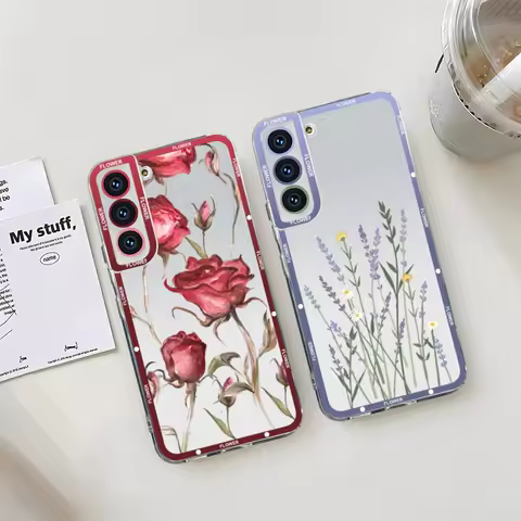 Vintage Leaves Flower Phone Case Clear For Samsung S23 S20 S21 S22 A11 A13 A22 A31 A32 A51 A52 Plus Ultra Angel Eyes Soft Coque