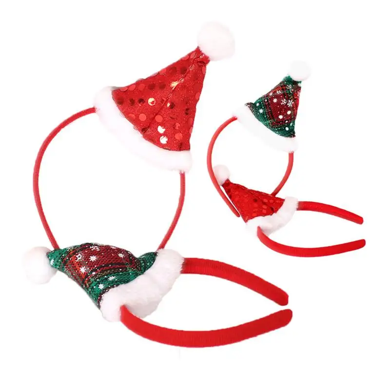 2pcs Christmas Performance Hair Bands Adorable Hair Hoops Headdress Party Favors Supplies for Children Kids Green and Red