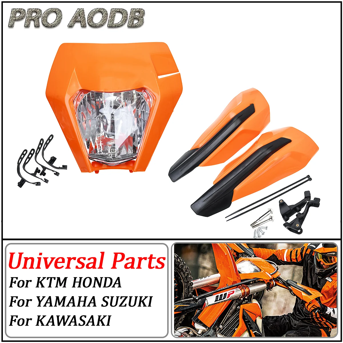 

Motorcycle Headlight Head Light Lamp Hand Guard For KTM Suzuki Honda CRF Yamaha YZF EXC SXF Headlamp Dirt Pit Bike