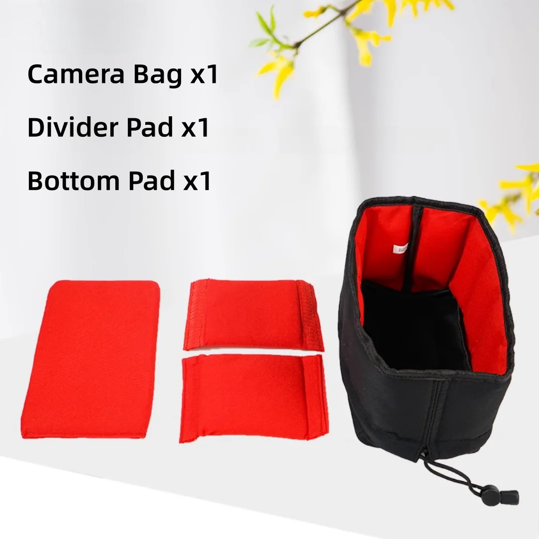 Storage Bag Insert for Camera Lens Simple Nylon Case Large Capacity Thickened Foldable Pouch for Outdoor Travel Photography