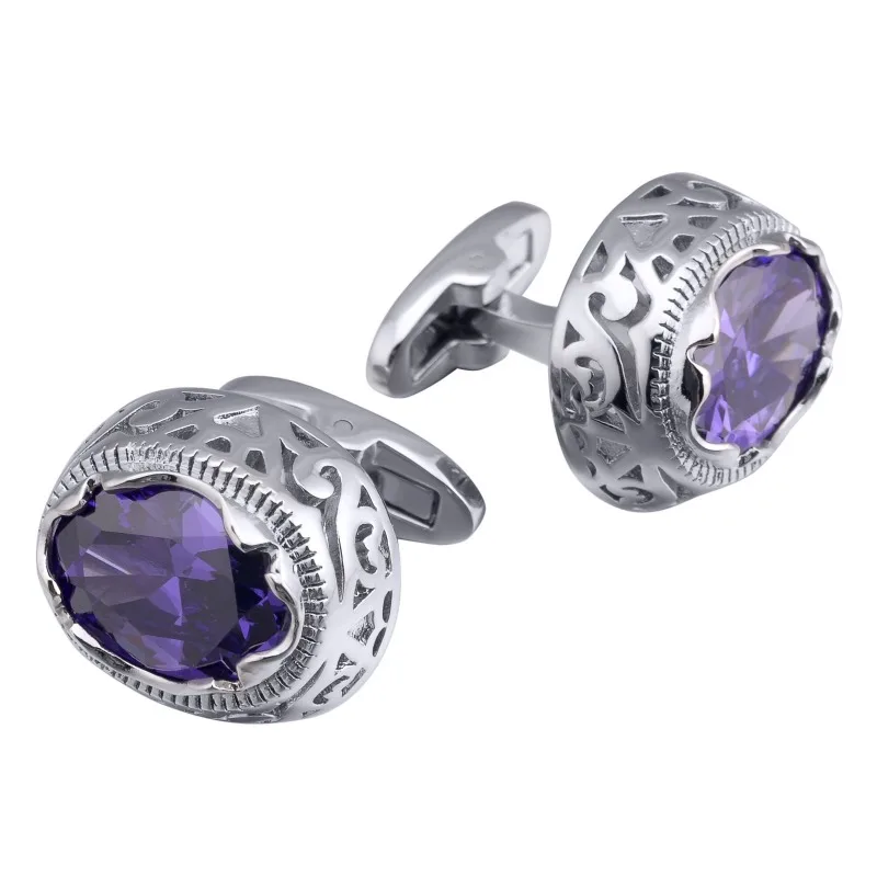 الرجال الراقية جوفاء خارج الزركون أزرار أكمام البيضاوي حمامة البيض الأحجار الكريمة الفرنسية كم مسمار الملحقات هدايا الأعمال غير رسمية #1