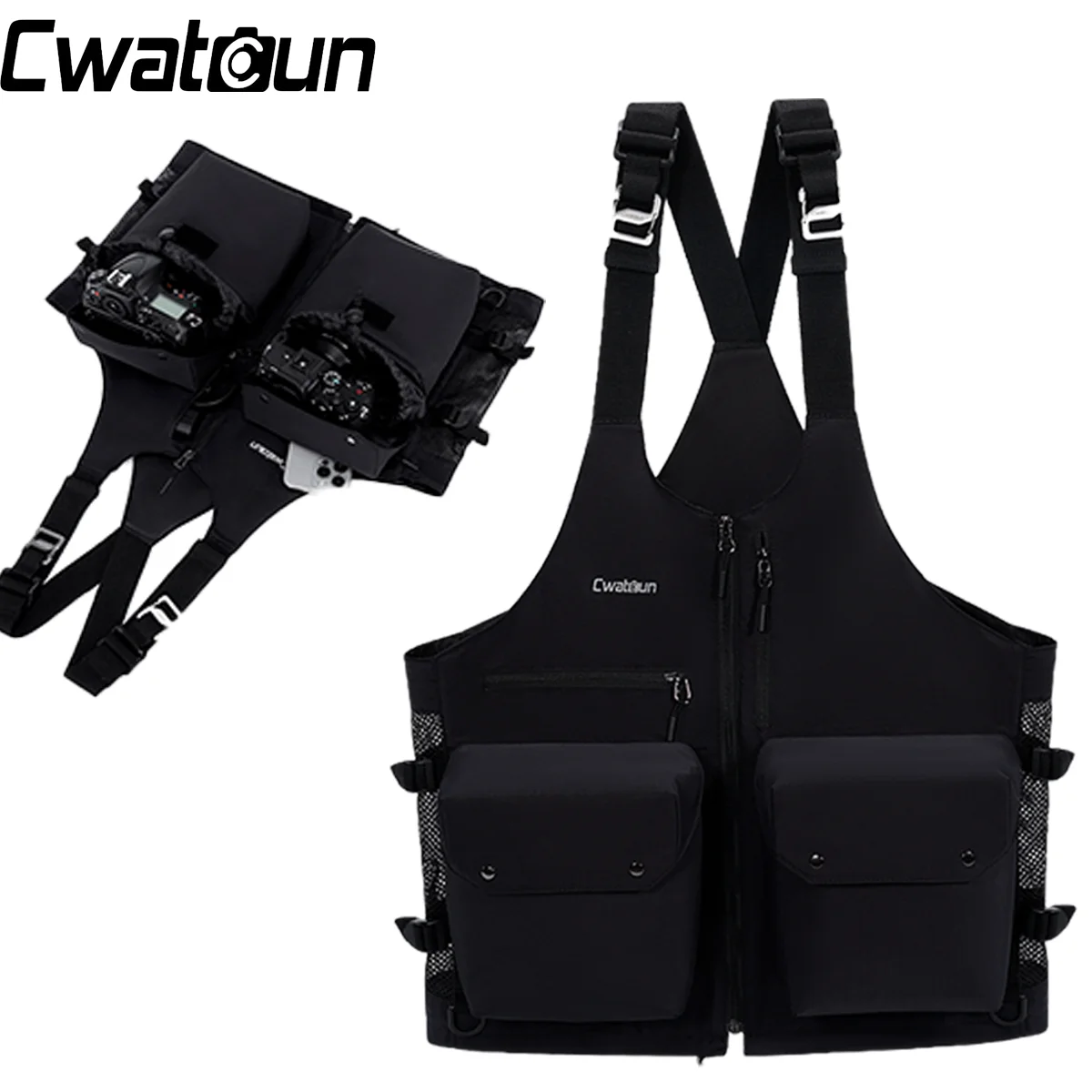 Cwatcun photography vest vest multi-functional variable dual-purpose photography strap portable camera bag