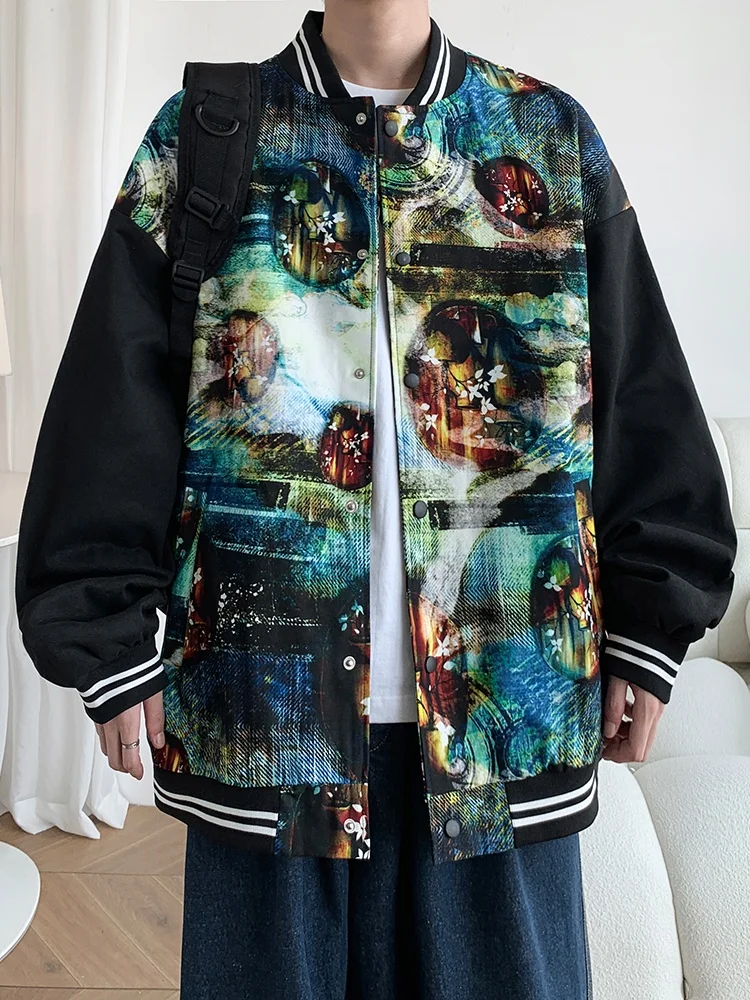 

American Retro Color Blo Baseball Jaet for Men Spring Autumn New Sle Youthful Pilot Jaet Loose Fit Anti-Wind Long Sve