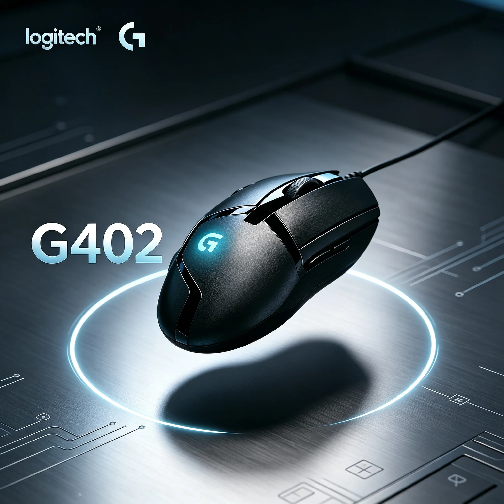 Logitech G402 Hyperion Fury USB Gaming Mouse Fast Response Tracking Technology Comfort Grip Wired Mice for PC Gamer Home Office