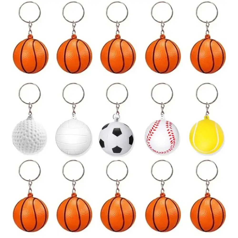 Porte-clés ballon de basket-Ball en cuir PU, Simulation de Football, pendentif créatif de volley-Ball, jouet pour enfants