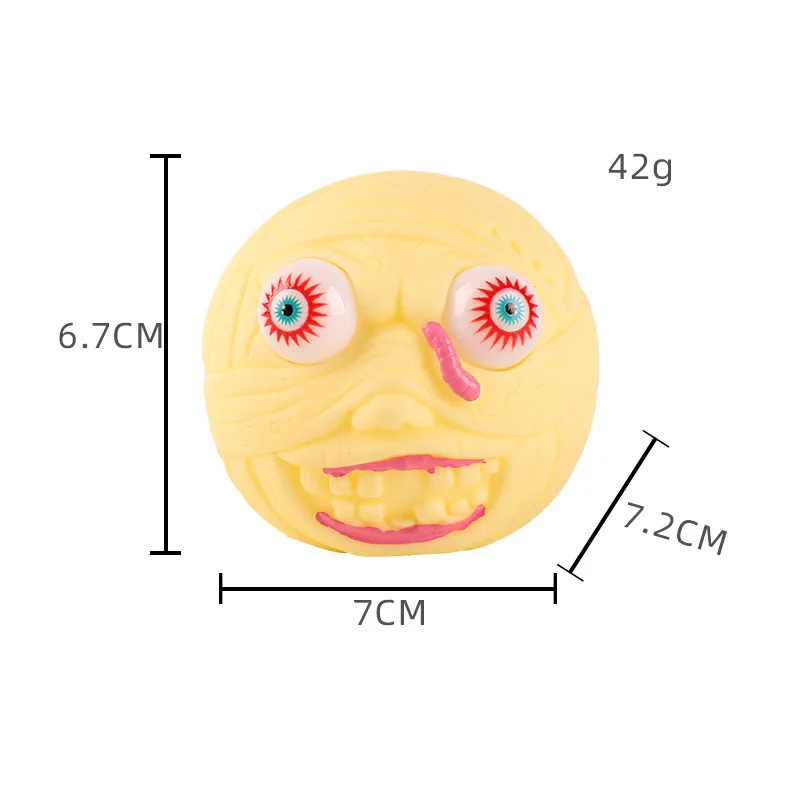 Juguetes sensoriales para apretar, juguete llamativo para Halloween, cabeza de fantasma Flexible de rebote lento, juguete para apretar, divertido juguete para aliviar el estrés y los ojos