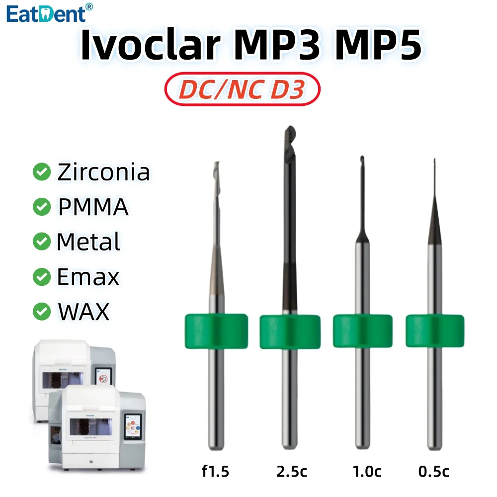 Ivoclar PM3 PM5 Dental Milling Burs for Zirconia PMMA Lithium Disilicate/Emax Metal WAX D3 DC Coating CAD CAM System Cutter Tool