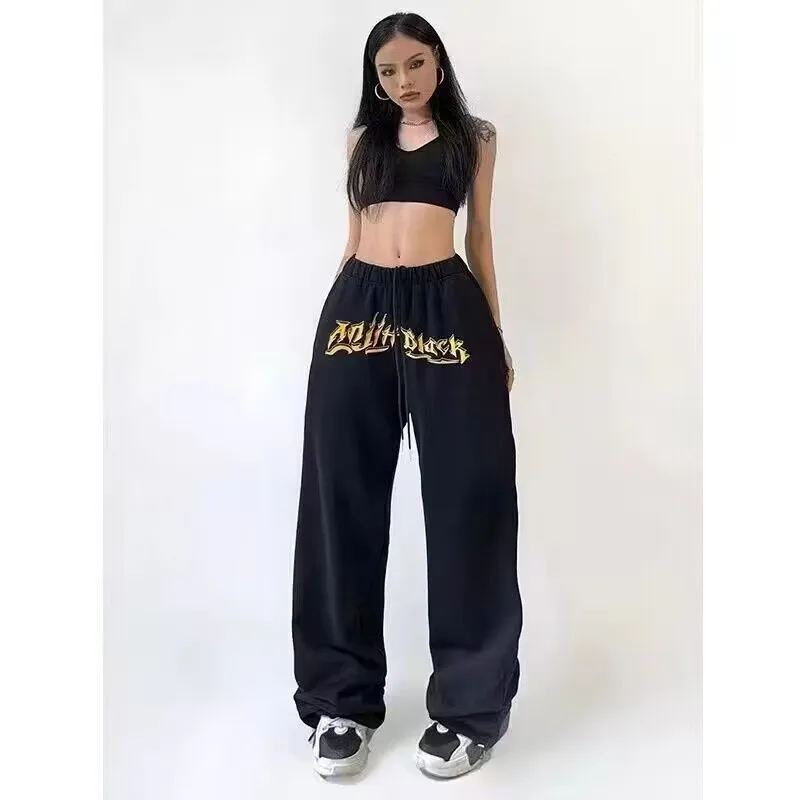 

Hippie Jogger Pants Women Hip-hop Jazz Sweatpants Women Baggy Pants High Waist Letter Wide Leg Trousers Women's Sports Pants