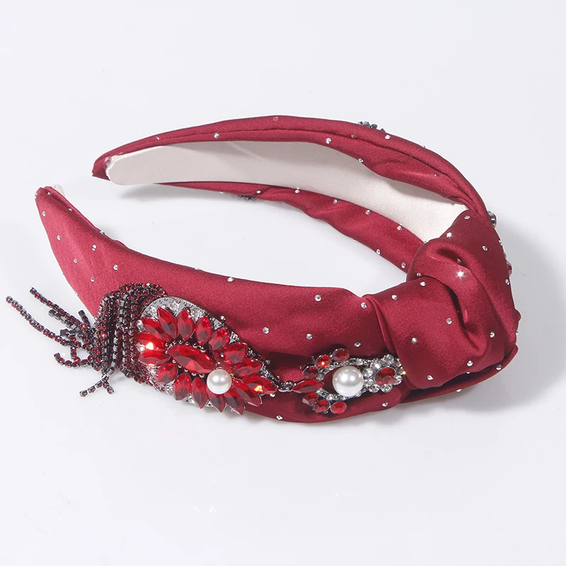 Exquisite Wide Cloth Headband New Fashion Wide-Brimmed Fabric With Rhinestone Flowers Light Luxury Headband Ladies Hairpin