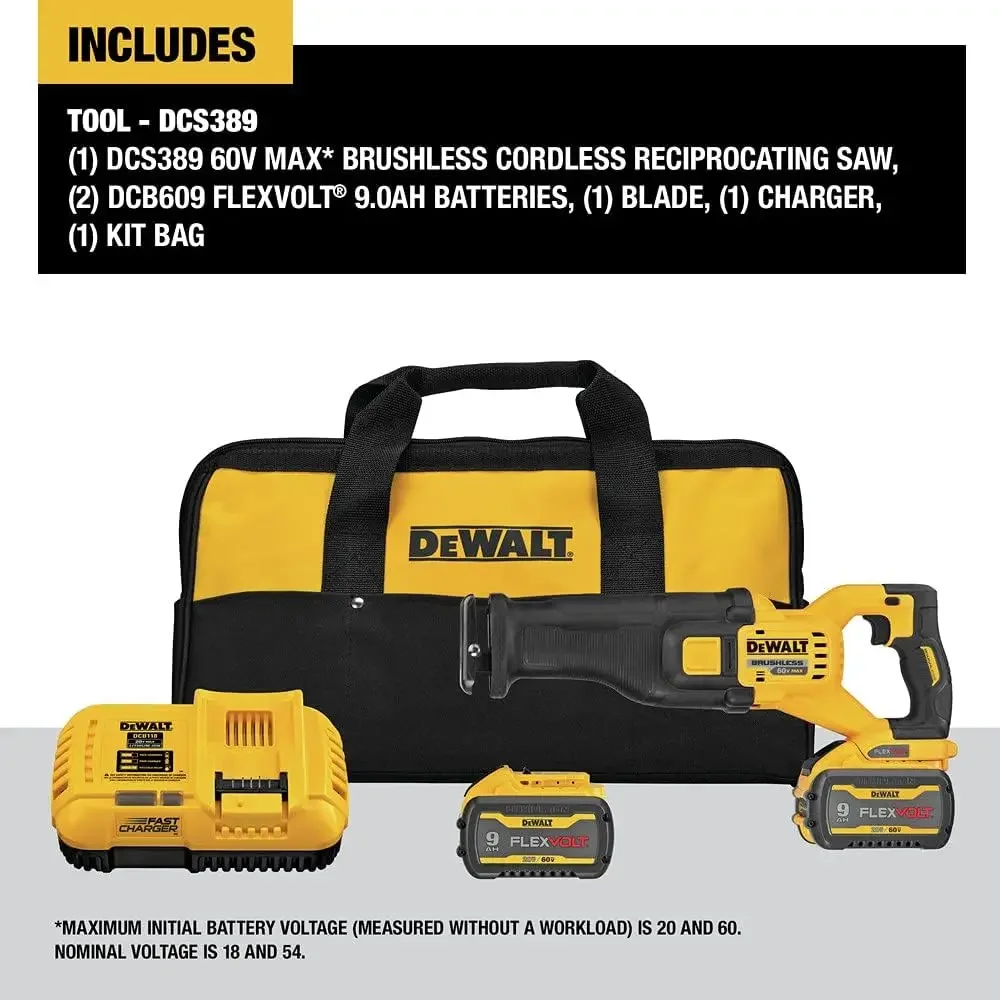 DEWALT FLEXVOLT 60V MAX* Сабельная пила, Аккумуляторный комплект (DCS389X2)