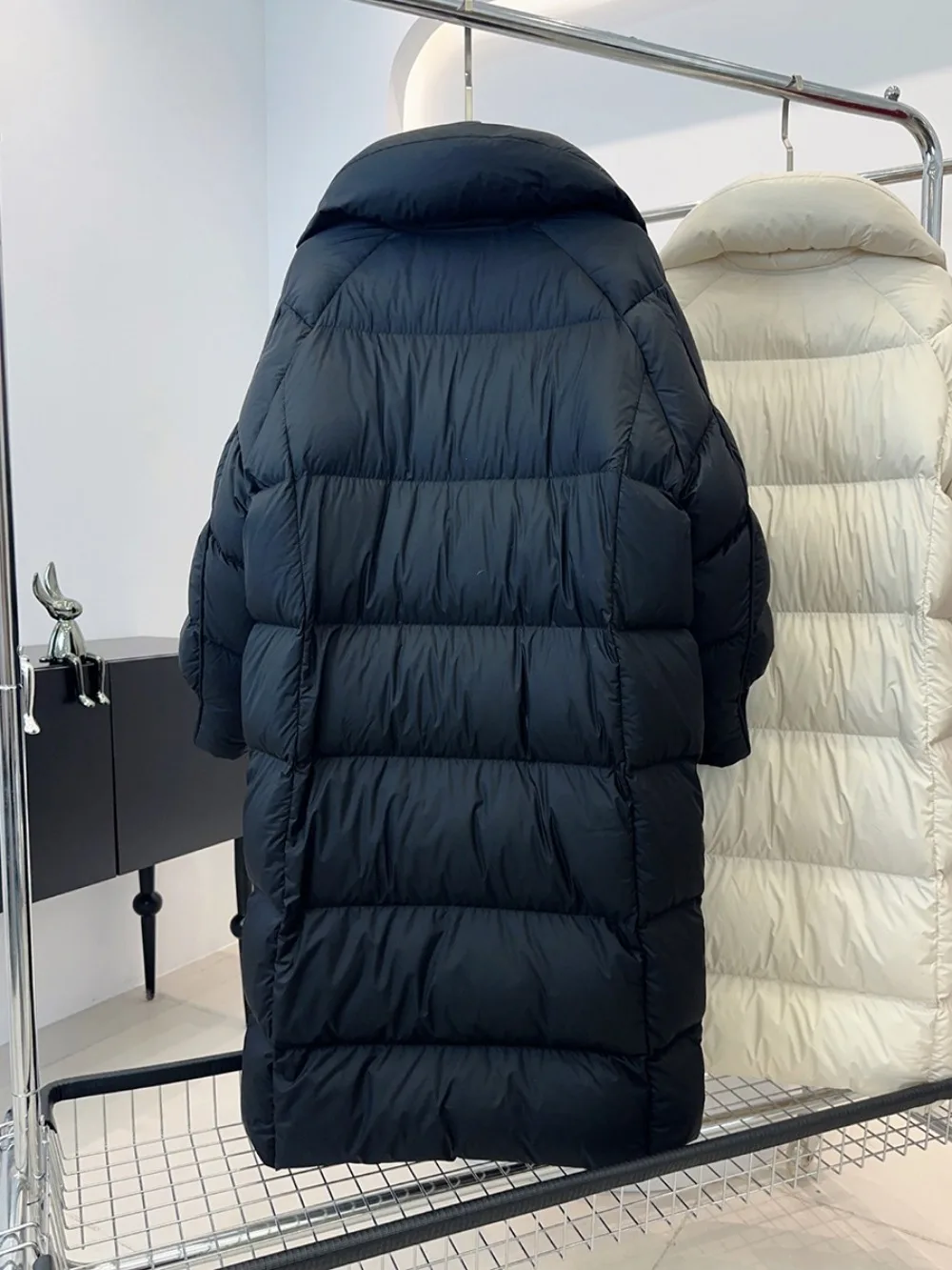 The Knee Fluffy Puffer Jacket Women 2024 New Winter Over Thickened Warm Loose Casual Fashion Goose Down Coat Waterproof Parka