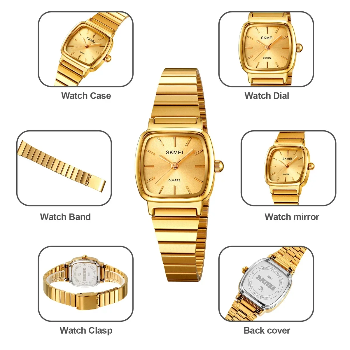 SKMEI 2292 chica impermeable reloj femenino elegancia negocios relojes completos de lujo mujeres reloj de pulsera de cuarzo para damas femeninas