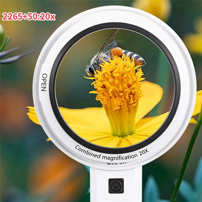 

Classy-Handheld Magnifying Glass Loupe With LED Light Illuminated Magnifier Removable Optical Lens Magnifier Easy To Use 2265+50