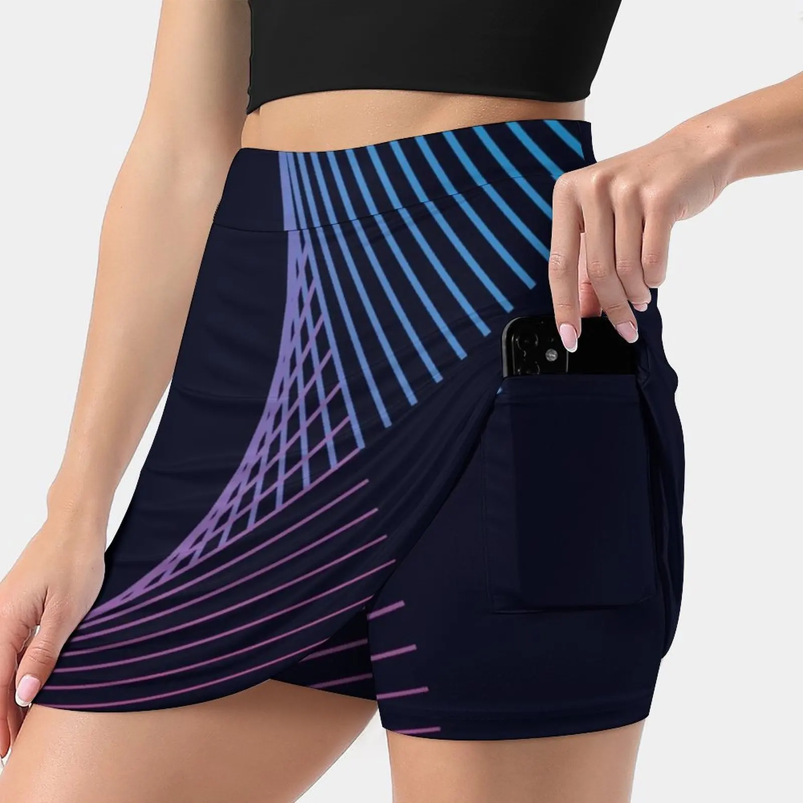 

Bounce Women's skirt Mini Skirts A Line Skirt With Hide Pocket Abstract Retro Geometric Lines