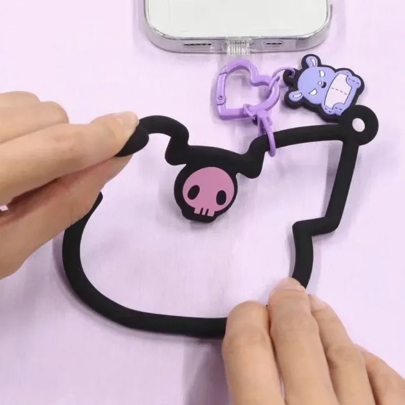 جديد بلدي ميلودي كورومي مرحبا كيتي أنيمي الطرفية الكرتون لطيف الهاتف المحمول مشبك عالية القيمة حلقة سيليكون مكافحة خسر المفاتيح