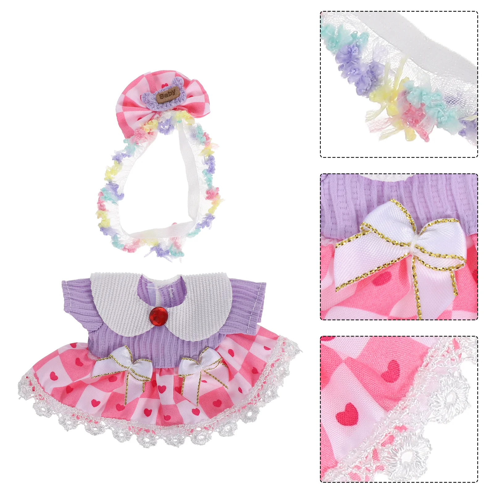 

1 set Adorable Clothes Set Newborn Princess Skirt Bow Headband Miniature Props For Dollhouse Decor Compatible Tulle Skirt