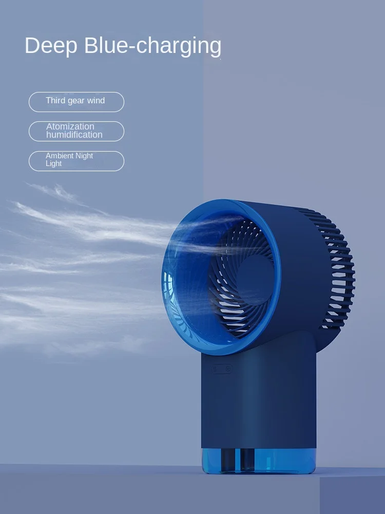 Kipas Baru 2025 Kipas Listrik Portabel Kecil Desktop Senyap Kantor Semprotan Ganda Cahaya Sekitar
