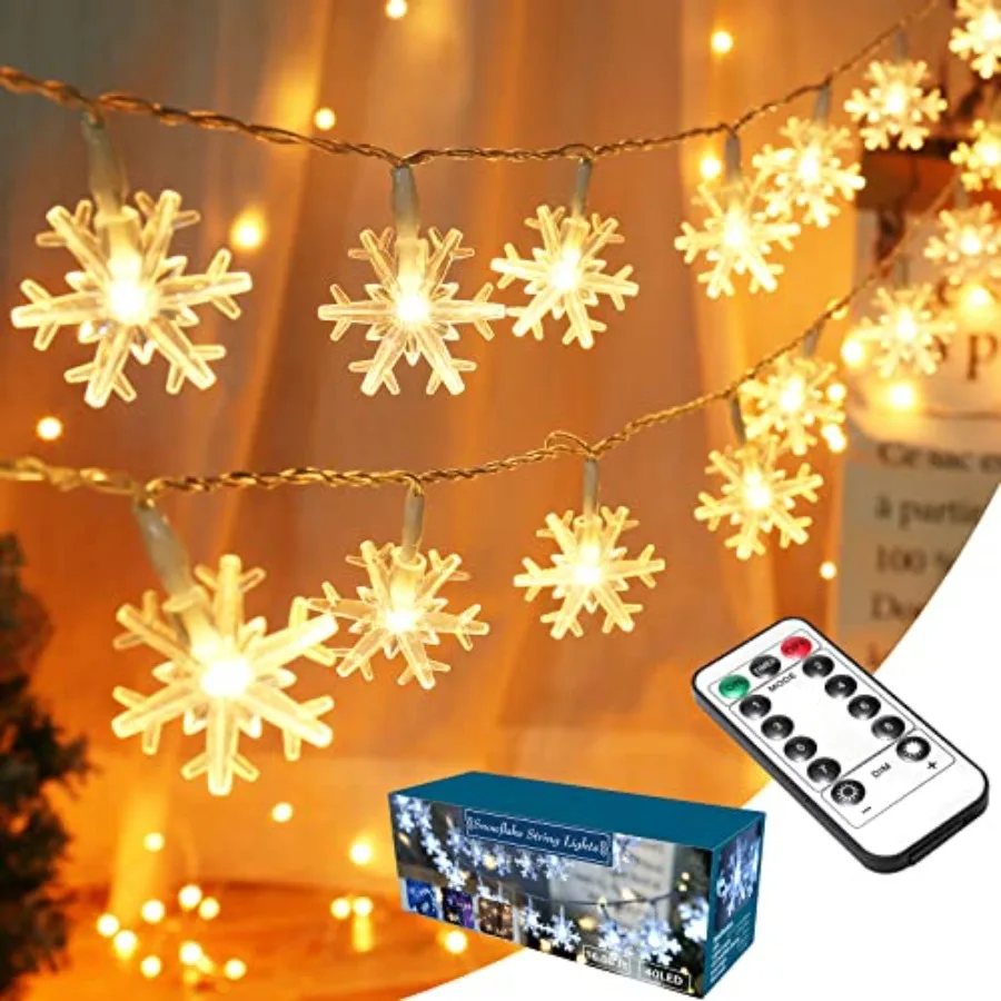 Twinkle Snowflake LED Christmas String Lights