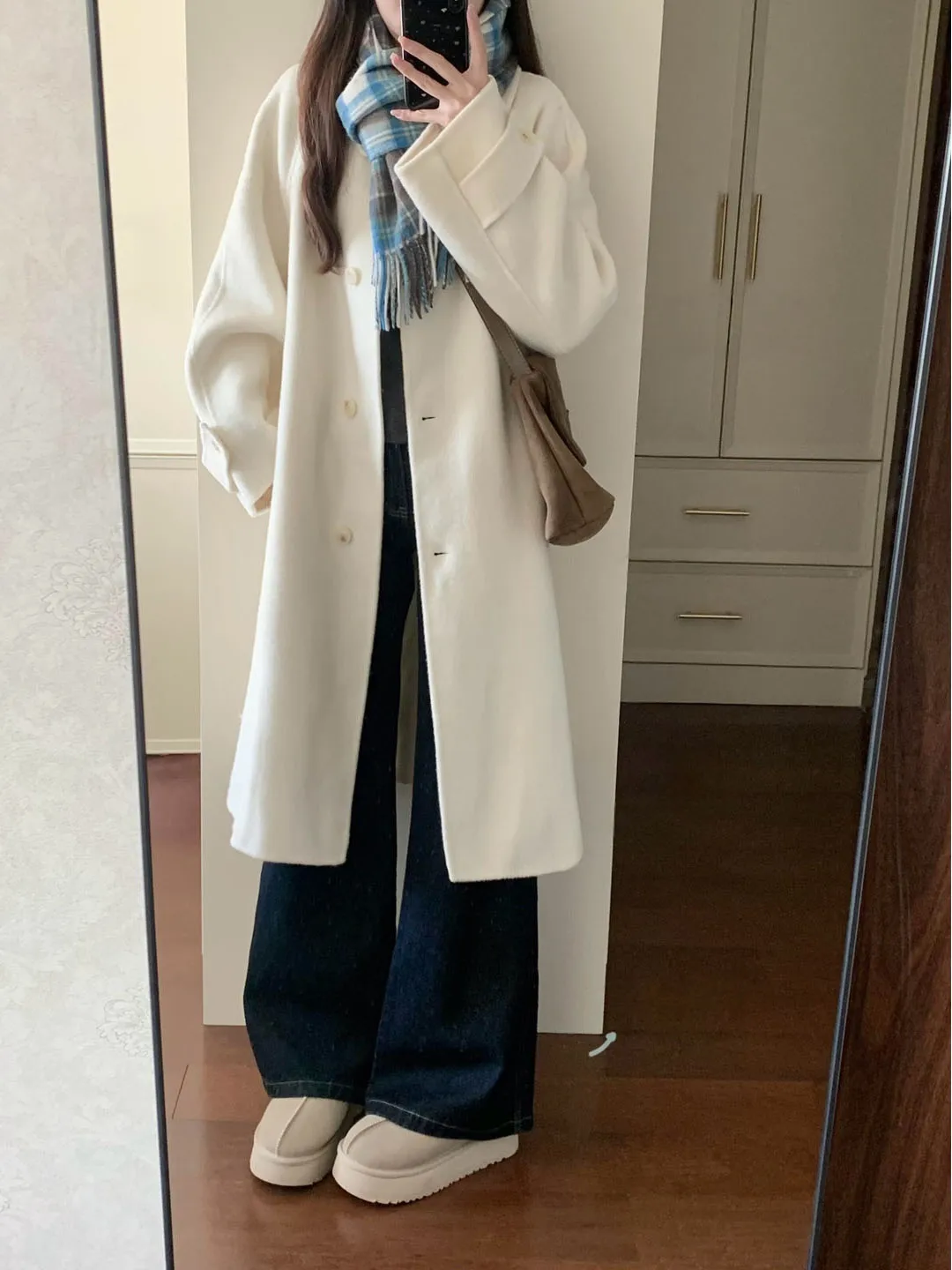 

Thiened Winter Unique Super Beautiful Woolen Coat Women's Autumn Winter New Sle 2025 Plaid Outerwear High-End Feel Long Coat