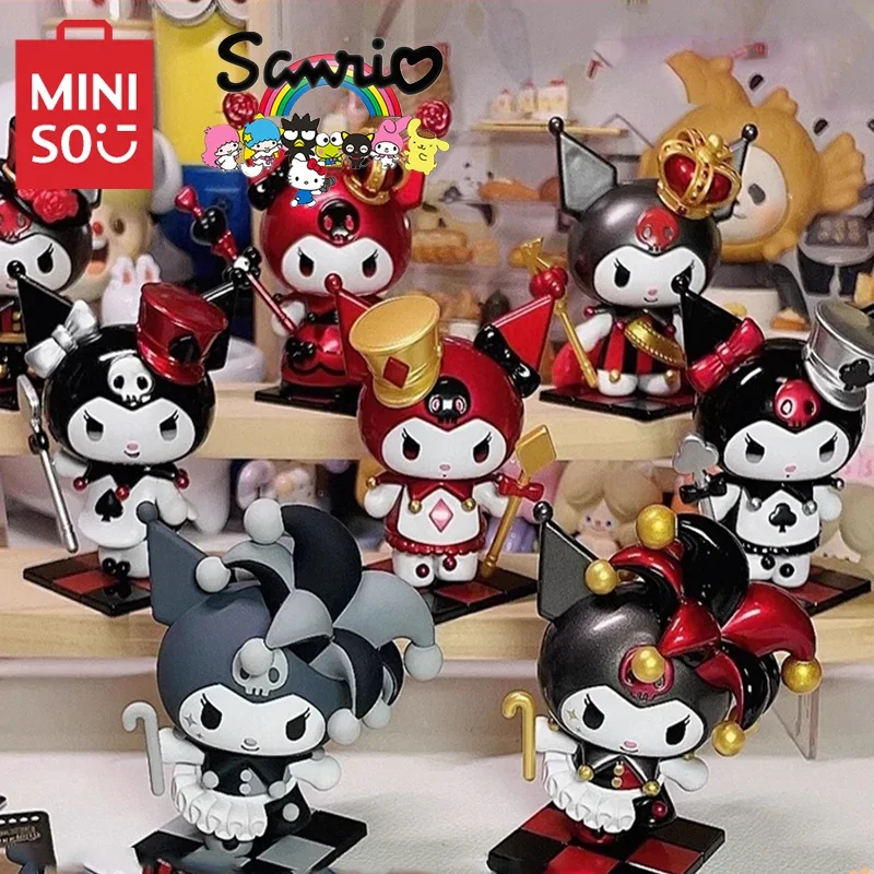 MINISO Sanrio Kuromi personajes caja ciega Kuromi Poker Kingdom Series caja misteriosa modelo Kawaii juguete para niños Regalo De vacaciones genuino