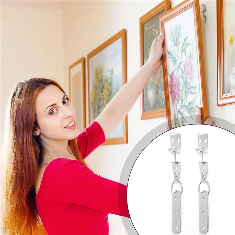 

-A90P Mirror Hanging Kit With Hangers And Leveling Hardware Adjustable Picture Hangers J Hooks Mirror Hanging Hardware
