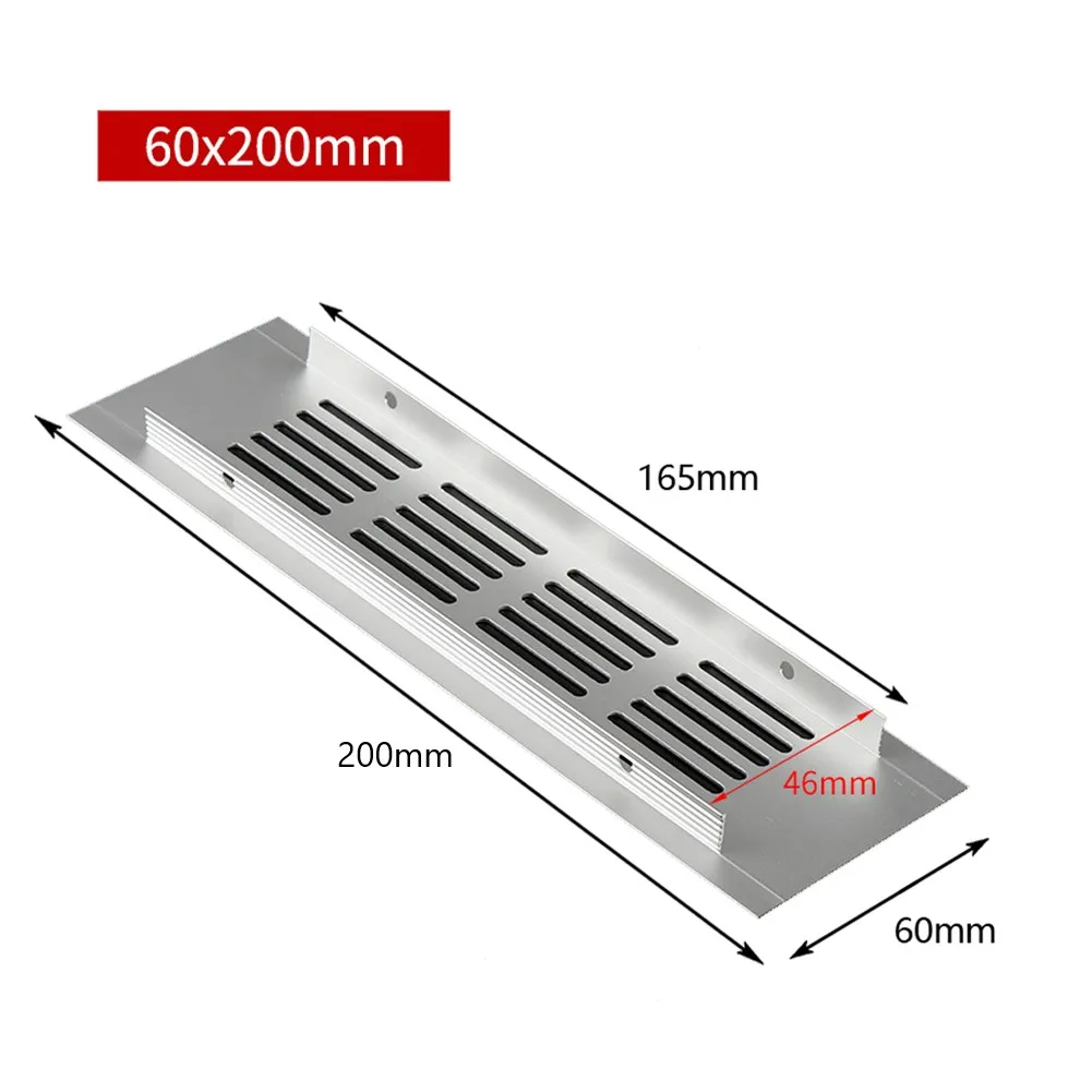 Air Vent Grille Cover Rectangular 60mm Aluminium for Wardrobe Shoe Cabinet Computer Cabinet Ventilation and Moisture Reduction