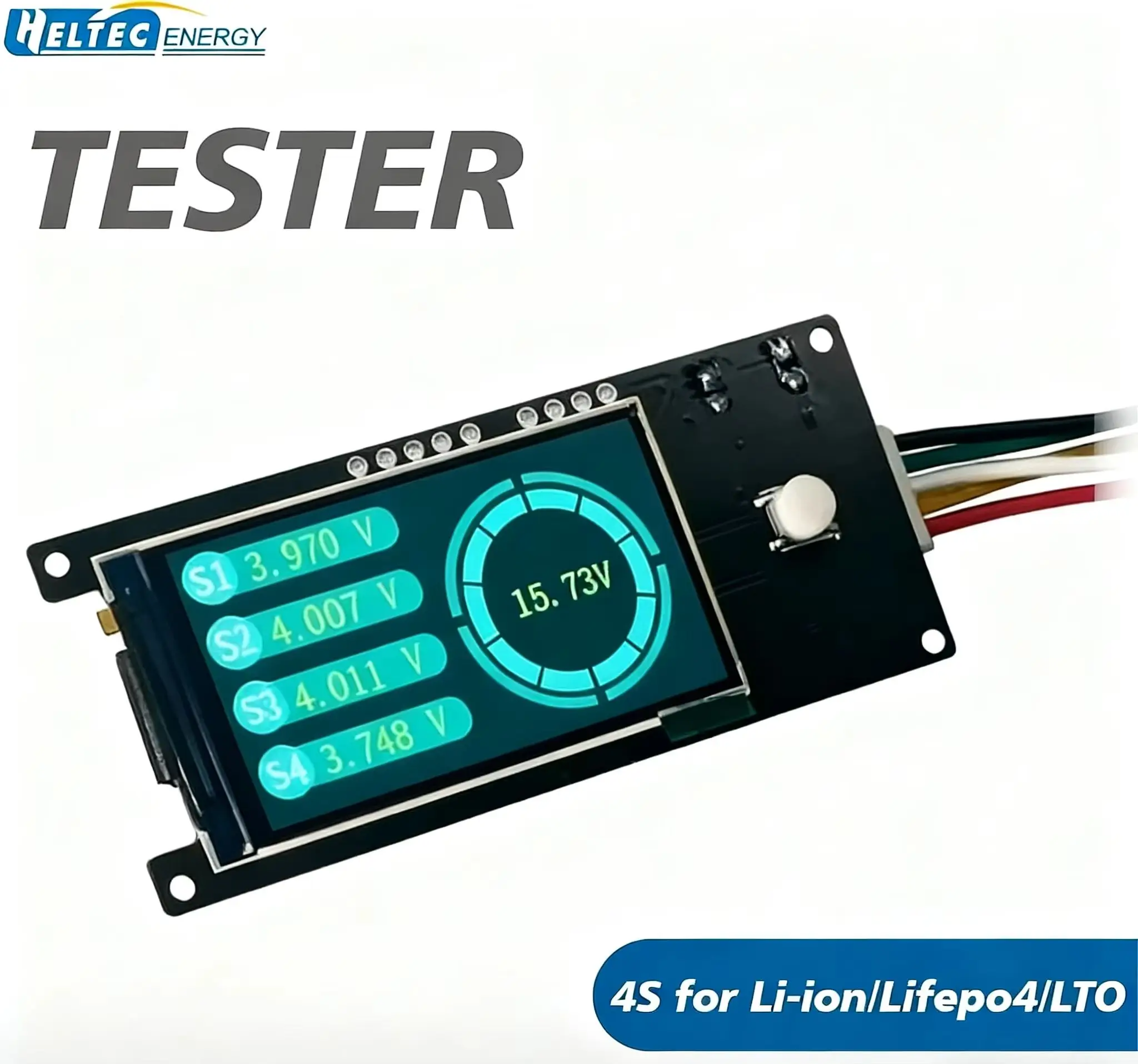 Heltec 4S 6S 8S Battery Voltage Tester for Li-ion, LiFePO4, LTO Packs, Single Cell & Series Voltage Monitor